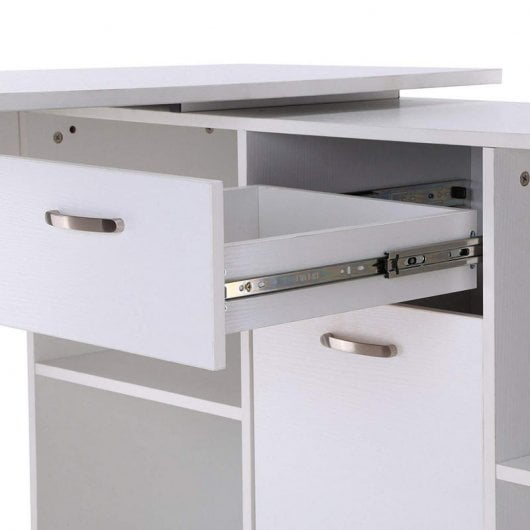 Homcom Mesa de Esquina para Escritório 127x56x10cm Branca