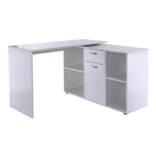 Homcom Mesa de Esquina para Escritório 127x56x10cm Branca