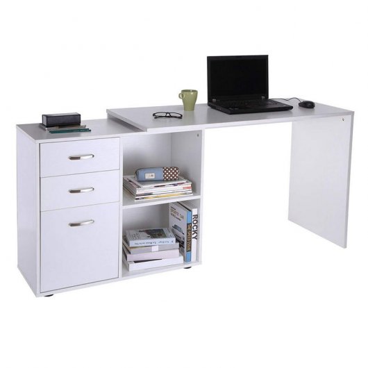 Homcom Mesa Modular para Escritório 125x58x10cm Branca