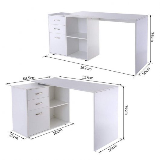 Homcom Mesa Modular para Escritório 125x58x10cm Branca