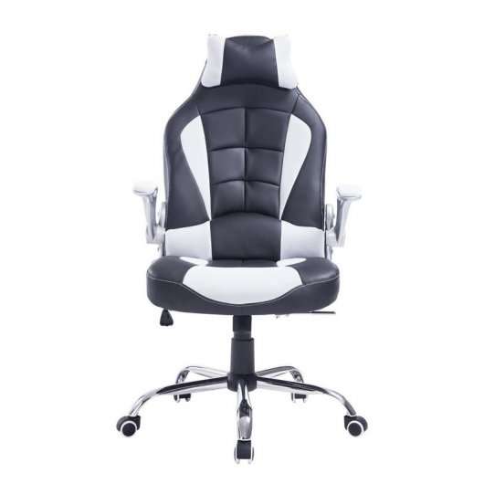 HomCom Cadeira Gaming Ergonómica de Malha Preta/Branca
