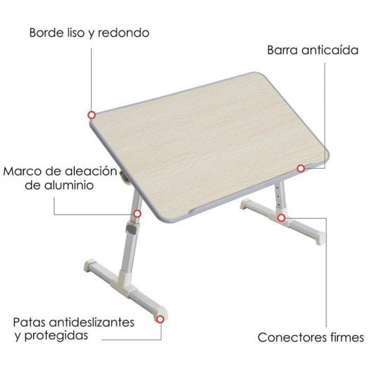 Homcom Mesita Plegable para Portátil 54x30x22cm Plata/Madera