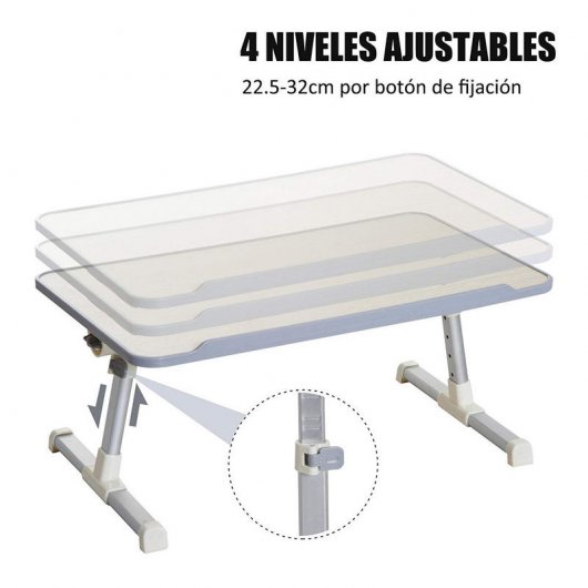 Homcom Mesita Plegable para Portátil 54x30x22cm Plata/Madera