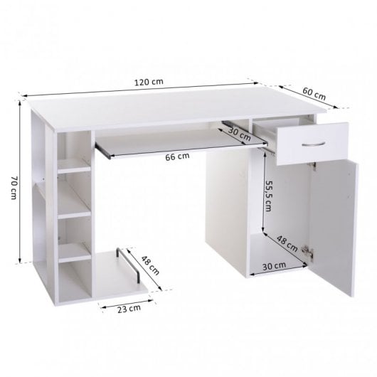 Homcom Mesa de Escritório 120x60x74cm Branca