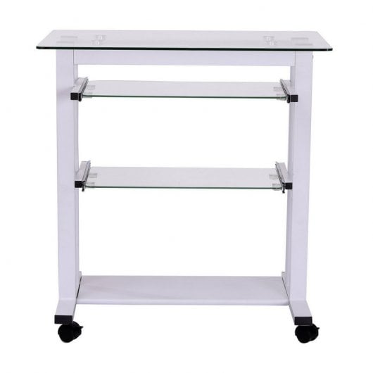 Homcom Mesa Escritório Tampo de Vidro 80x51x83cm Branca