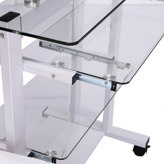 Homcom Mesa Escritório Tampo de Vidro 80x51x83cm Branca