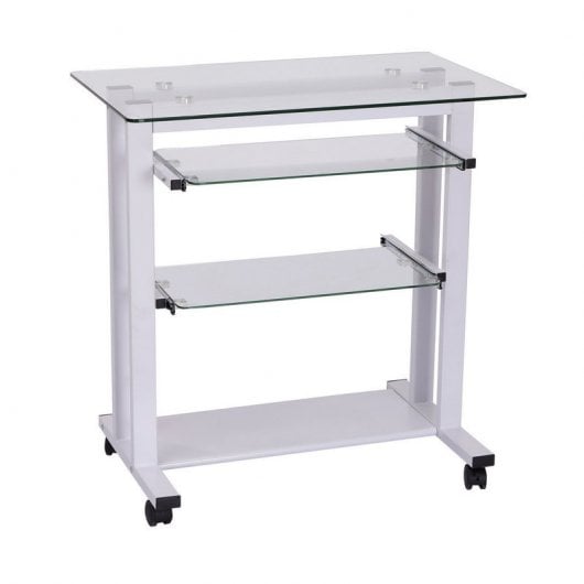 Homcom Mesa Escritório Tampo de Vidro 80x51x83cm Branca