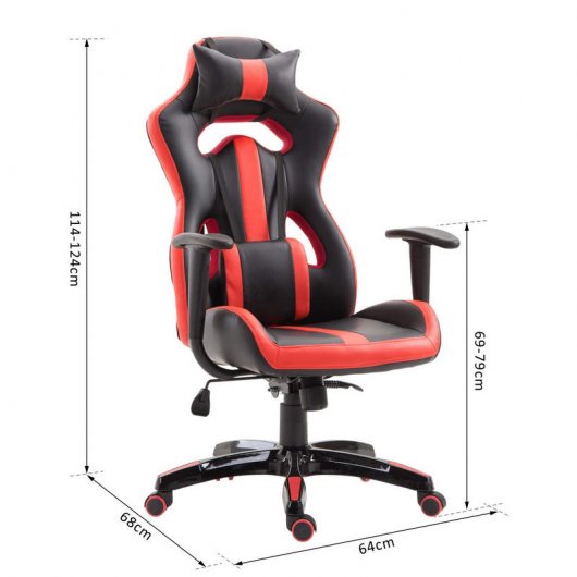 HomCom Cadeira Racing Gaming Desportiva Preta/Vermelha