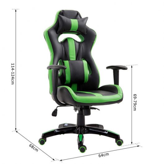 HomCom Cadeira Racing Gaming Desportiva Verde/Preta