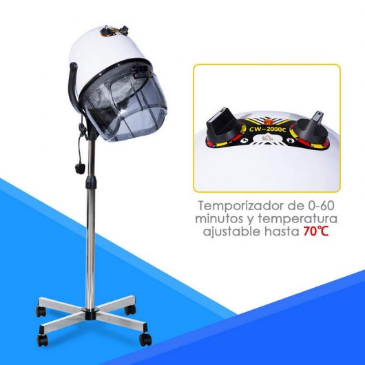 Homcom Casco Secador de Pelo para Peluquería con Soporte y Campana 1100W