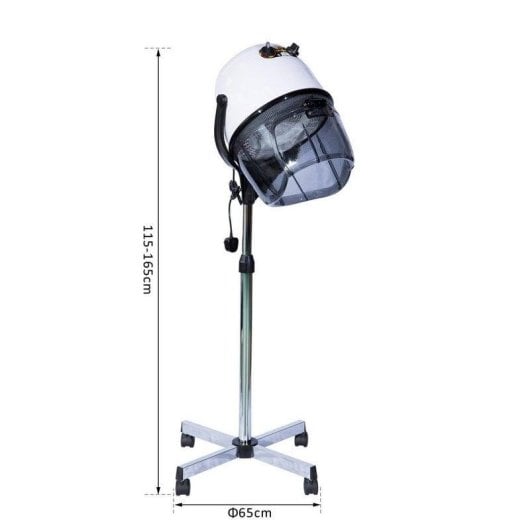 Secador de Cabelo Profissional Homcom Casco com Suporte 1100W Temperatura Ajustável Branco