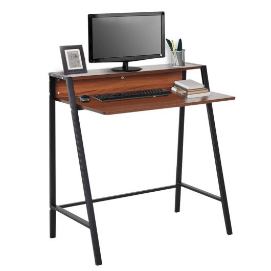 Homcom Mesa Oficina Estilo Industrial 84x45x85cm Nogal/Metal
