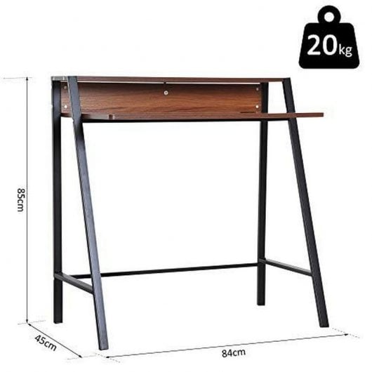 Homcom Mesa Oficina Estilo Industrial 84x45x85cm Nogal/Metal