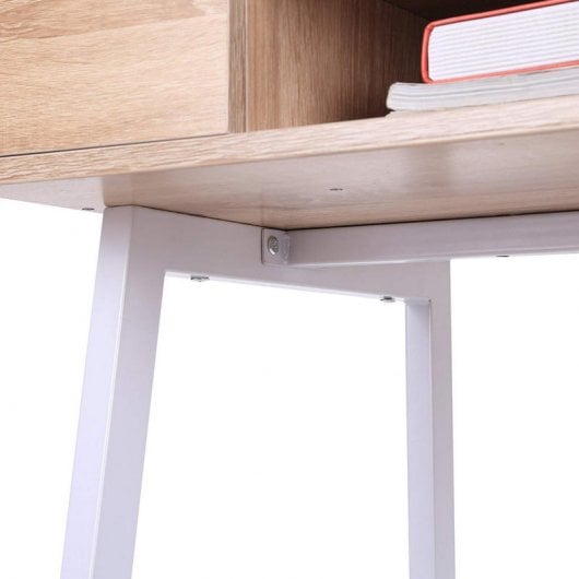 Homcom Mesa Oficina 100x55x81cm Blanco/Roble