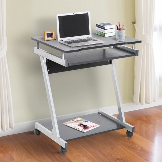 Homcom Mesa Escritório Com Rodas 60x48x73cm Preto