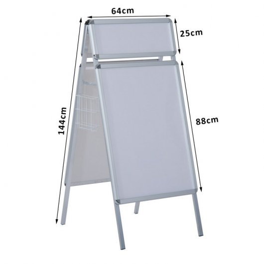 Homcom 910-005 Panel Publicitario DIN A1 con Caballete y 2 Cestas Blanco