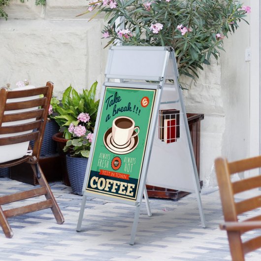 Homcom 910-005 Panel Publicitario DIN A1 con Caballete y 2 Cestas Blanco