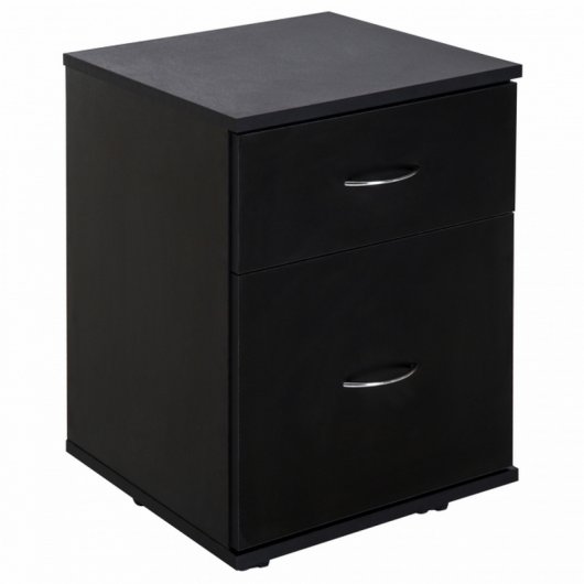 Cajonera con Ruedas y 2 Cajones de Madera Negra