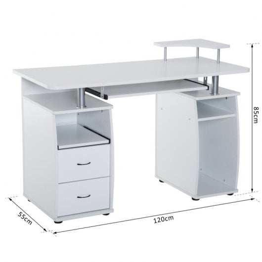 Homcom Mesa de Escritório 120x55x85cm Branca