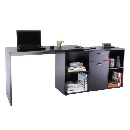 Homcom Mesa Esquinera Oficina 120x115x76cm Negra