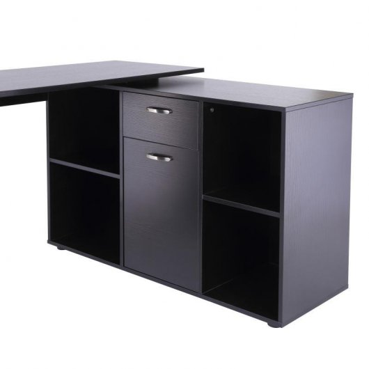 Homcom Mesa Esquinera Oficina 120x115x76cm Negra