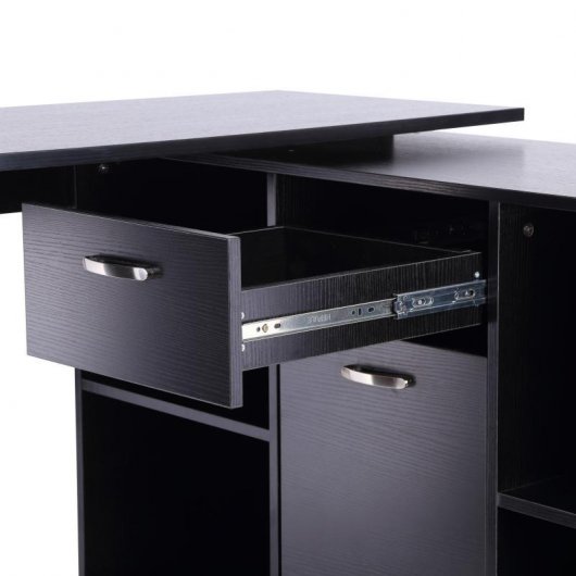 Homcom Mesa Esquinera Oficina 120x115x76cm Negra