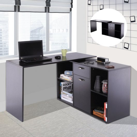 Homcom Mesa Esquinera Oficina 120x115x76cm Negra