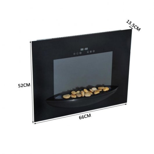 HomCom Lareira Elétrica Preta com Chama LED 1800W