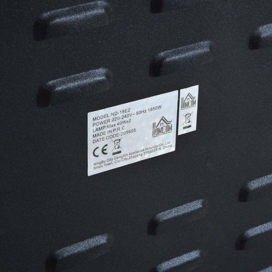 Homcom Chimenea Eléctrica Vidrio/Hierro Negro 1800W