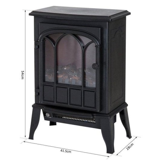 Lareira Elétrica HomCom Chimenea Eléctrica Móvel 2000W Chão com Llama LED