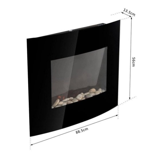 Lareira Elétrica Homcom 2000W Parede Comando Efeito Chama Multicolor