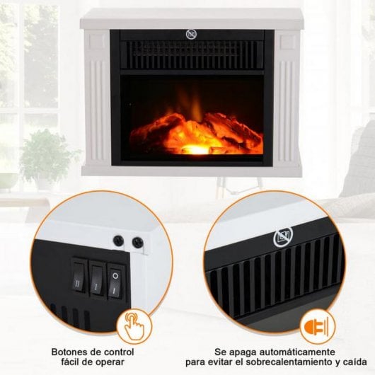 Homcom Chimenea Eléctrica Portátil Blanca 1200W