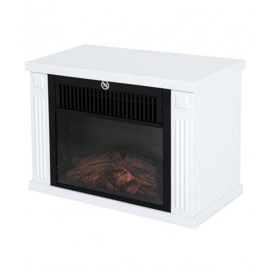 Homcom Chimenea Eléctrica Portátil Blanca 1200W