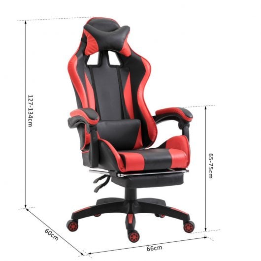 Vinsetto Silla Gaming Ergonómica Respaldo Alto Rojo/Negro
