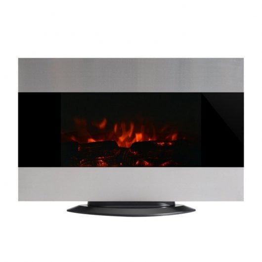 Homcom Lareira Eléctrica de Parede Luzes LED Aço/Prata