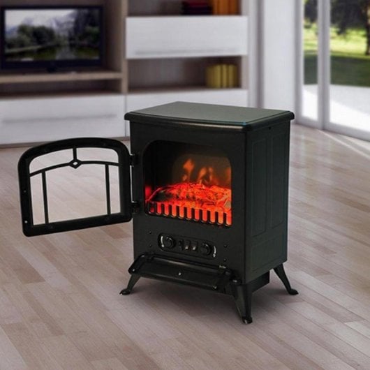 HomCom Chimenea Eléctrica Móvil con Llama LED 1850W