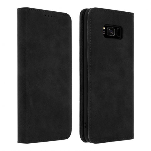 Avizar Étui portefeuille vintage noir pour Samsung Galaxy S8