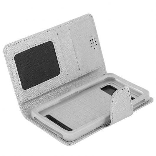 Avizar Funda Libro Plateada para Smartphone Max. 142x140x72mm