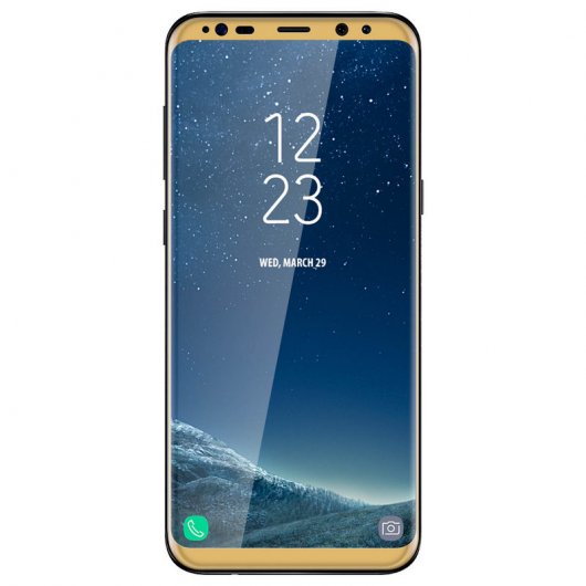 Avizar Protector Cristal Templado Antigrietas Borde Dorado para Samsung Galaxy S8 Plus