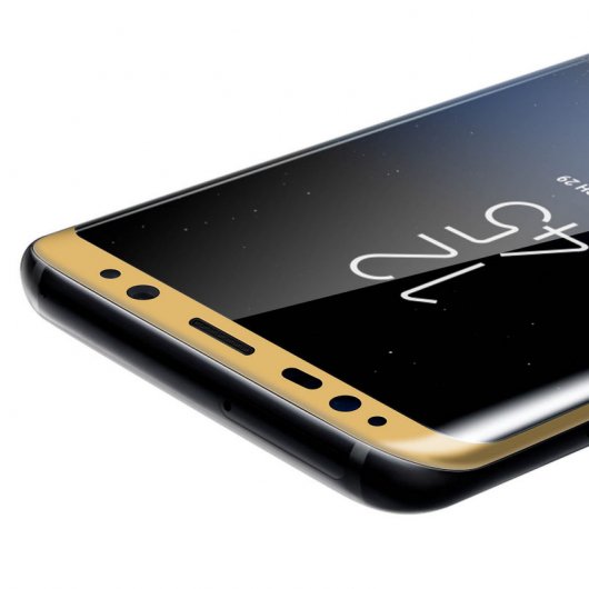 Avizar Protector Cristal Templado Antigrietas Borde Dorado para Samsung Galaxy S8 Plus