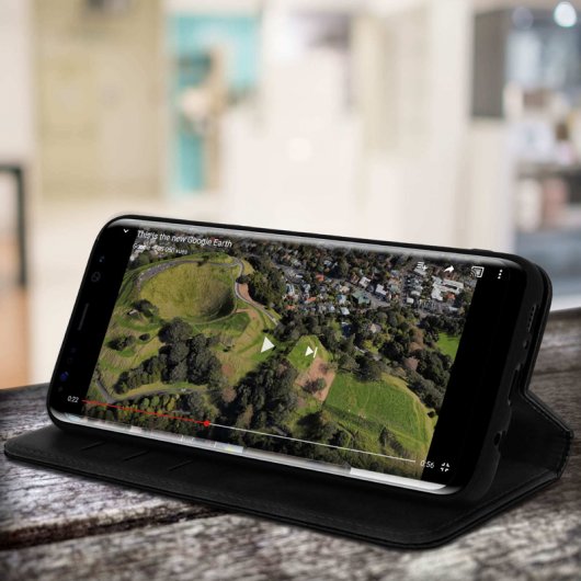Avizar Capa Livro com Carteira Vintage Preta para Samsung Galaxy S8 Plus