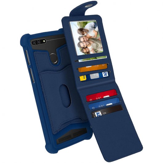 Avizar Funda de Silicona con Cartera Azul para Smartphones 5.3" a 5.5"