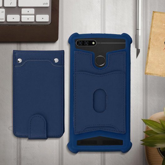 Avizar Funda de Silicona con Cartera Azul para Smartphones 5.3" a 5.5"