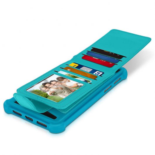 Avizar Funda de Silicona con Cartera Turquesa para Smartphones 5.3" a 5.5"