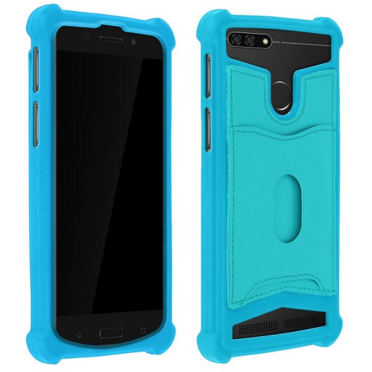 Avizar Funda de Silicona con Cartera Turquesa para Smartphones 5.3" a 5.5"
