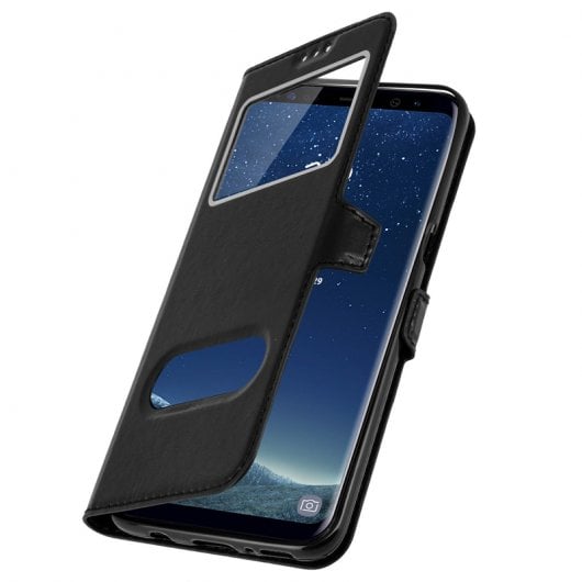 Avizar Funda Libro con Doble Ventana Negra para Samsung Galaxy S8