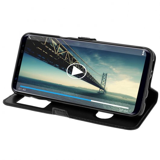 Avizar Funda Libro con Doble Ventana Negra para Samsung Galaxy S8