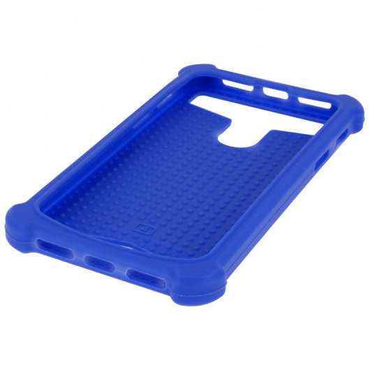 Avizar Funda Silicona Efecto Cuero Azul para Smartphones 5.3" a 5.5"