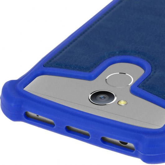 Avizar Funda Silicona Efecto Cuero Azul para Smartphones 5.3" a 5.5"