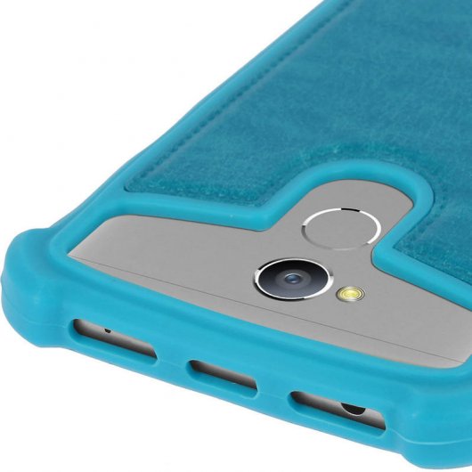 Avizar Coque en Silicone Effet Cuir Turquoise pour Smartphones de 5" à 5,3"